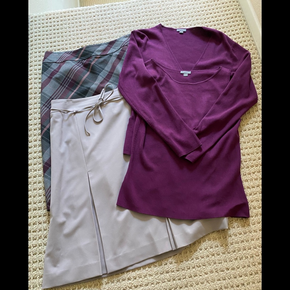 Cardigan with matching shell with skirts to match or can purchase separately.
